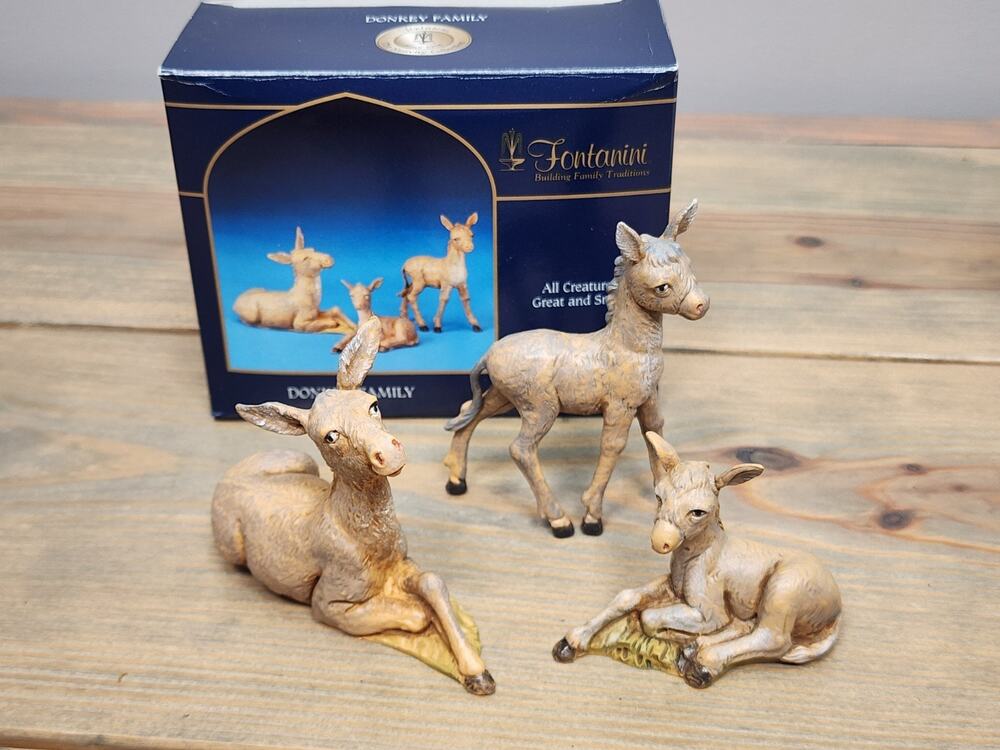 Fontanini 5" Nativity Collection DONKEY FAMILY Figurine Set Italy 51533 IOB 2004